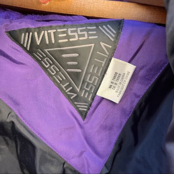 Vintage VITESSEE teal purple color block ski parka with elastic cinched waist - Picture 4 of 9